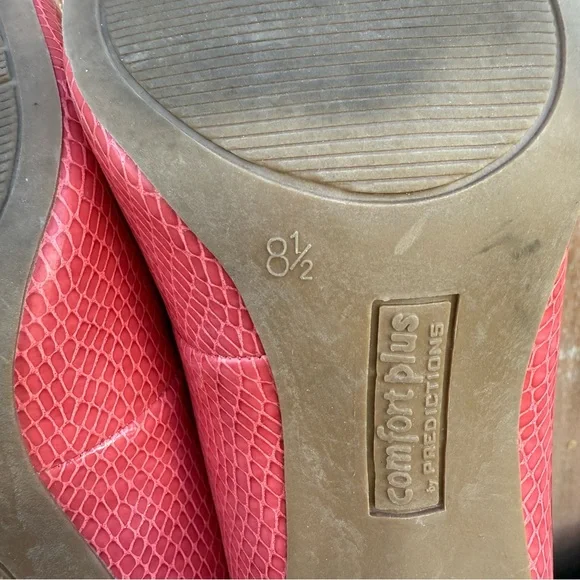 COMFORT PLUS Women’s Pink Coral Pointer Toe Snake Print Pump Heel Size 8.5 - Picture 9 of 12